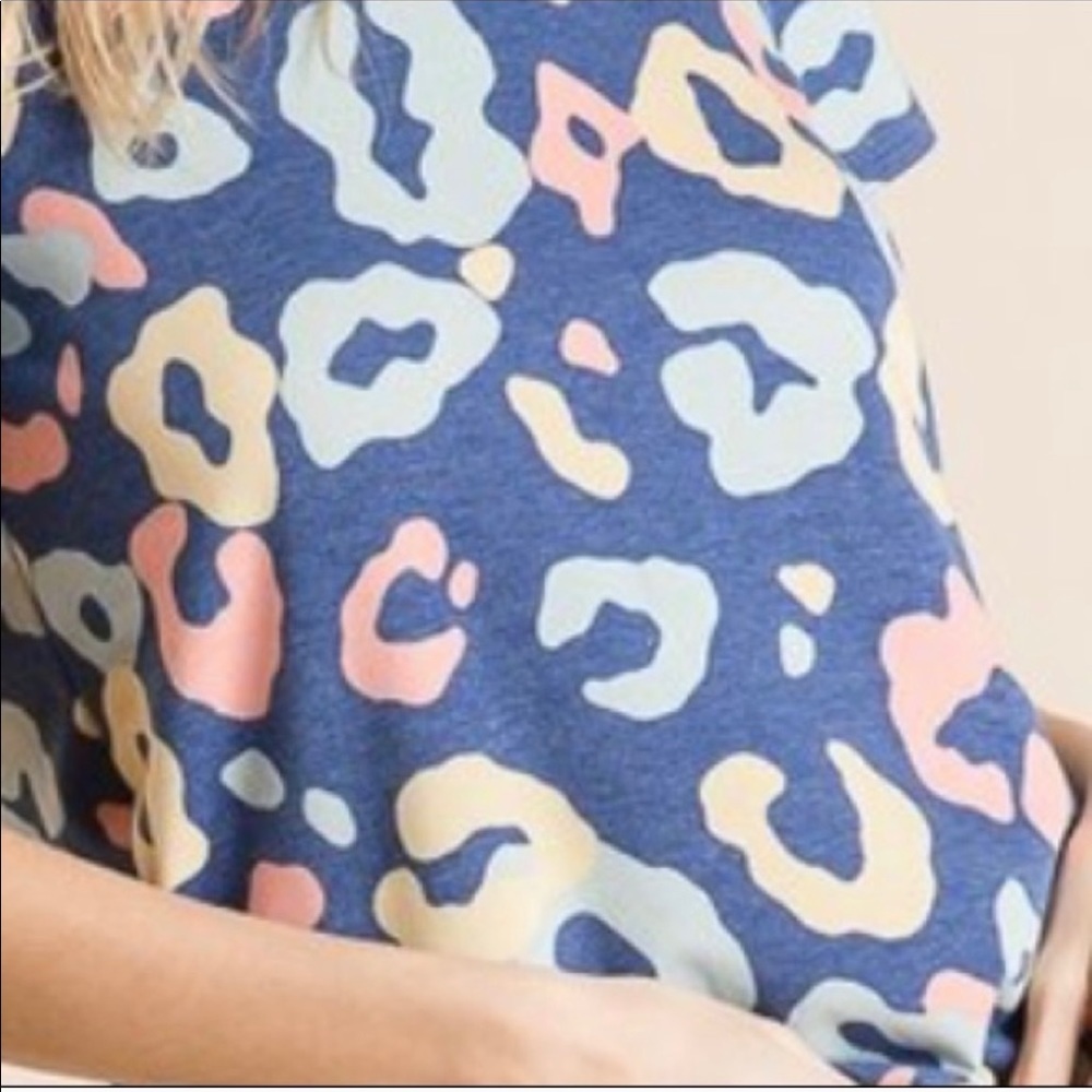 NWT Bombom Blue Animal Print Short Sleeve Tee - Picture 4 of 7